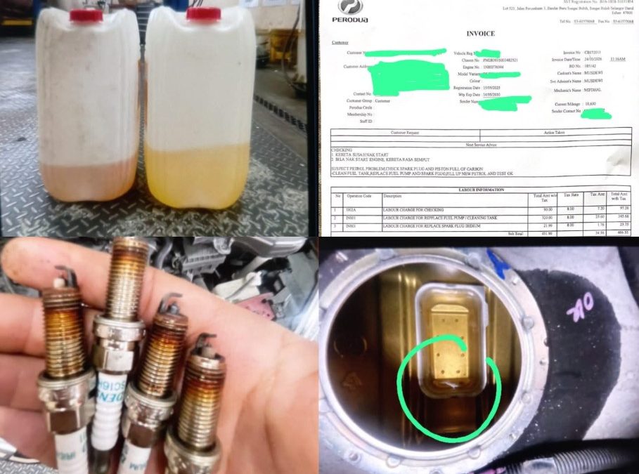 女车主加油后轿车故障！确认燃油含水，维修费超过RM1,300！